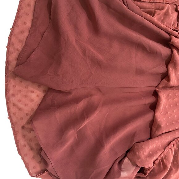 ZARA Rose Clip Dot Romper Dress women's M coquette ruffled tie flirty plunge - Picture 8 of 13